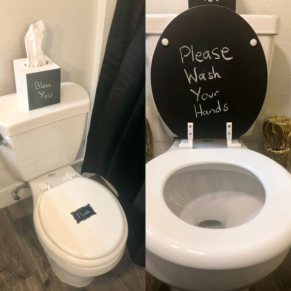 Chalk’d Up Chalkboard Hand Painted Toilet Seat Set